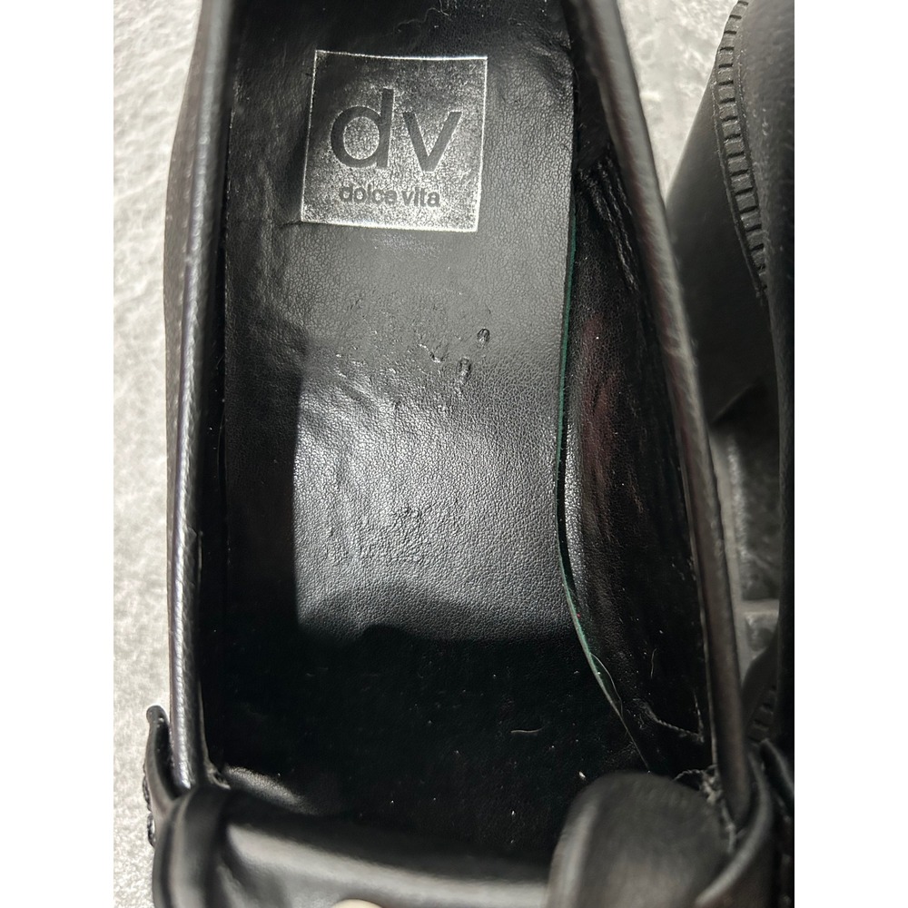 DV Dolce Vita Neeka Lug Sole Platform Loafer Size 7.5 Black Faux Leather Fall - Picture 9 of 12